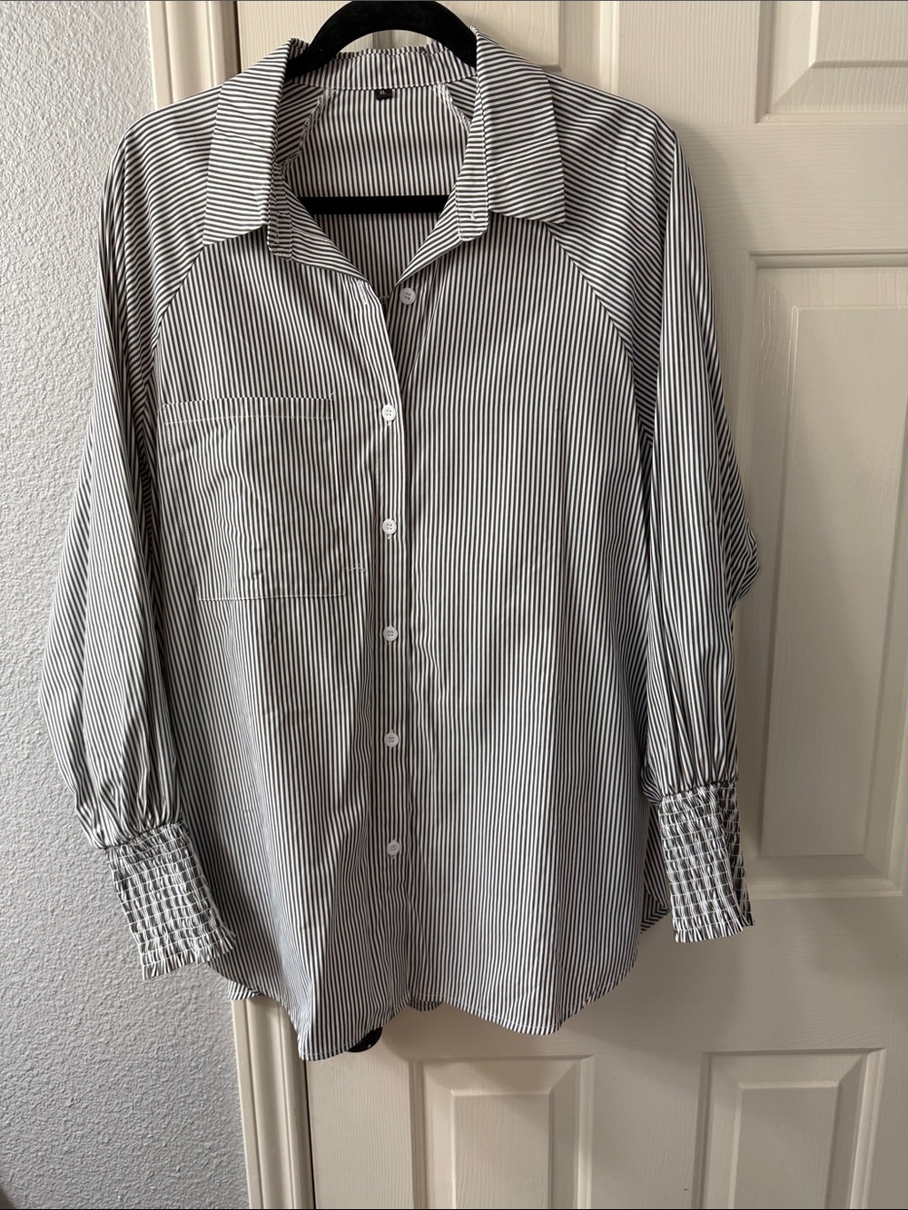 Classic Black & White Stripe Button-Up Shirt